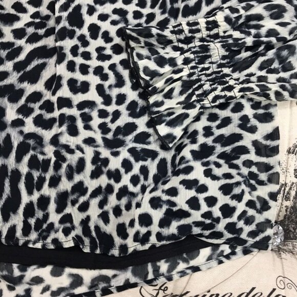 Dkny Leopard-Print Crinkle-Chiffon Top - Picture 5 of 7